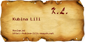 Kubina Lili névjegykártya